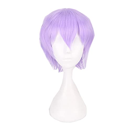 Nunubee Kurze Bob-Haar-Perücken Bonbonfarbene Kostüm-Cosplay-Perücken Tägliche Party-Dekorationen,Helllila 12Inch von Nunubee