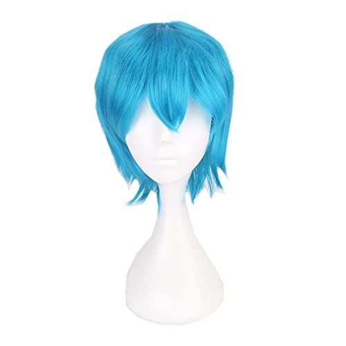 Nunubee Kurze Bob-Haar-Perücken Bonbonfarbene Kostüm-Cosplay-Perücken Tägliche Partydekorationen, Seeblau 12Inch von Nunubee