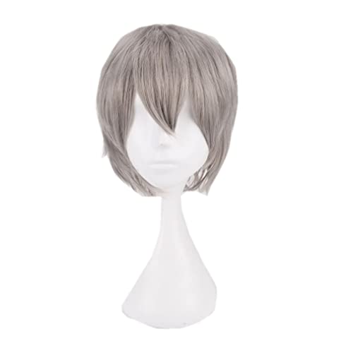 Nunubee Kurze Bob-Haar-Perücken Bonbonfarbene Kostüm-Cosplay-Perücken Tägliche Partydekorationen,Grau 12Inch von Nunubee