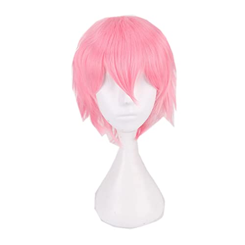 Nunubee Kurze Bob-Haar-Perücken Bonbonfarbene Kostüm-Cosplay-Perücken Tägliche Partydekorationen,Rosa 12Inch von Nunubee