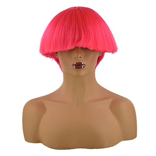 Nunubee Kurze Bob Perücken Frauen Glattes Haar Cosplay Schulterlange Perücke Mädchen Tägliche Perücken 7Inch von Nunubee