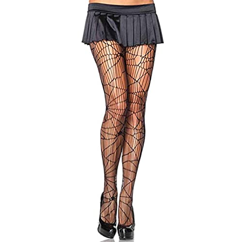 Nunubee Netzstrumpfhose Netzstrumpfhose Hohe Taille Musterstrumpfhose Gemusterte Strumpfhose Damen Goth Strumpfhose Transparente Blumenstrumpfhose Totenkopf Sexy,Spinnen Schwarz,F von Nunubee