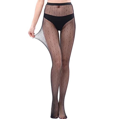 Nunubee Schwarze Netzstrumpfhose | Diamond Net Leggings Mit Elastischem Bund,Punkte,F von Nunubee