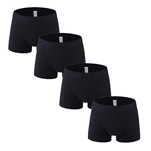 Nuofengkudu 4er-Pack Baumwolle Herren Retroshorts Nahtlos U Pouch Weich Bequem Elastische Männer Unterwäsche Unterhosen Retroshorts(Reines Schwarz,XL) von Nuofengkudu