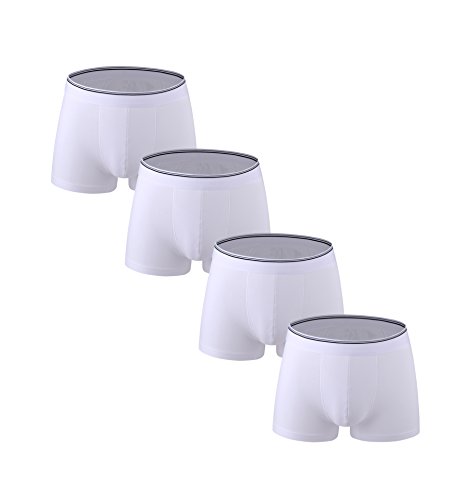 Nuofengkudu 4er Pack Herren Boxershorts Übergrößen Baumwoll Elasthan Unterhosen Unterhosen Underwear Oberteile Flexible Weich Unterwäsche(Weiß,7XL) von Nuofengkudu