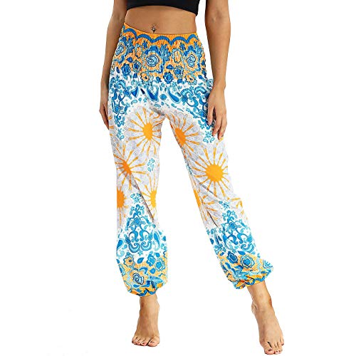 Nuofengkudu Damen Hippie Haremshose Capri Thai Hose Leichte mit Taschen Dünn Boho Ethno Blumenmuster Muster Strand Sommerhose Yogahose Weiß Floral Nuofengkudu Damen Hippie Haremshose Capri Thai Hose Leichte mit Taschen Dünn Boho Ethno Blumenmuster Muster Strand Sommerhose Yogahose Weiß Floral von Nuofengkudu