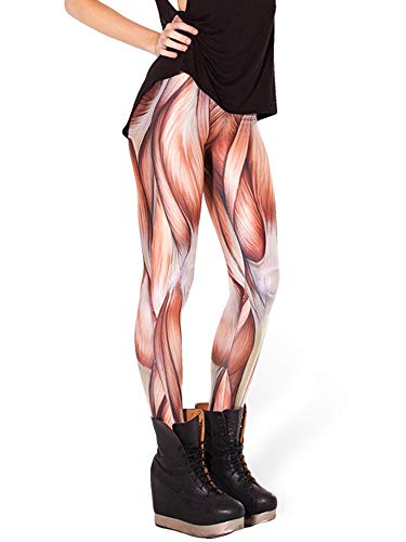 Nuofengkudu Damen Printed Leggings Lange High Waist Stretch Leichte Seamless Push up Tights Streetwear Mode Bunte Hosen Yogahose Jogging Sportleggins(Rot Muskel,One Size) von Nuofengkudu