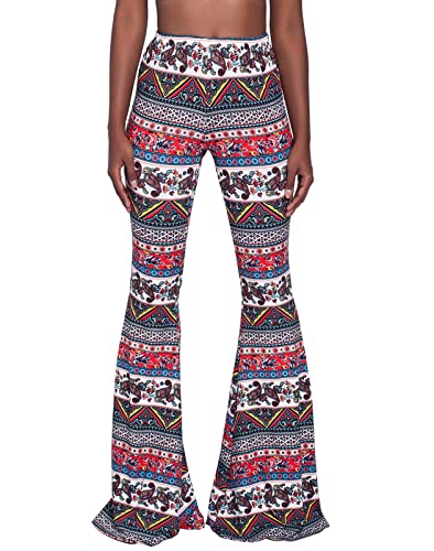 Nuofengkudu Damen Schlaghose Hochbund Push up Stretch Bequeme Lange Schlag Hosen Weite Leggins Tights Freizeit Einfarbig Haushose Yogahose Classic Flared Pants Pyjamahose(Mode Rot,L) von Nuofengkudu