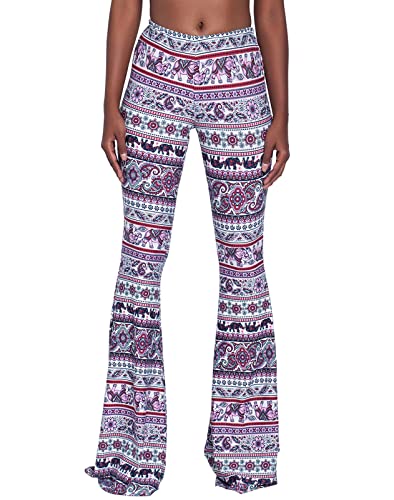 Nuofengkudu Damen Schlaghose Hochbund Push up Stretch Bequeme Lange Schlag Hosen Weite Leggins Tights Freizeit Einfarbig Haushose Yogahose Classic Flared Pants Pyjamahose(Rosa,2XL) von Nuofengkudu