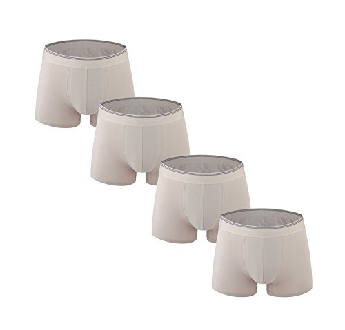 Nuofengkudu Herren Boxershorts 4er Pack Baumwoll Elasthan Retropants Unterhosen Underwear Oberteile Flexible Weich Unterwäsche Khaki Größe S von Nuofengkudu