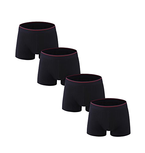Nuofengkudu Herren Boxershorts 4er Pack Baumwoll Elasthan Retropants Unterhosen Underwear Oberteile Flexible Weich Unterwäsche Schwarz Größe M von Nuofengkudu