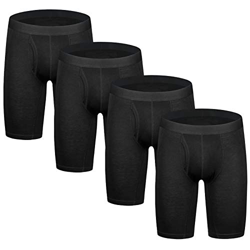 Nuofengkudu Herren Boxershorts Langes Bein Antibakterien Elastisch Männer Unterwäsche Sports Retroshorts Weiche Underwear(4 Pack Schwarz,3XL) von Nuofengkudu