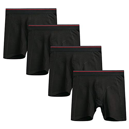 Nuofengkudu Männer Baumwolle übergröße Boxershorts Lang Nahtlos Bulge Unterhosen mit Bein Retroshorts Elasthan Gummibund Bequeme Seamless Atmungsaktiv Weich Unterwäsche 4 Pack Schwarz 4XL von Nuofengkudu