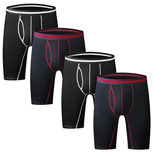 Nuofengkudu Herren Männer Boxershorts Langes Bein Retroshorts Große Größen Sport Unterhosen Offen Elastan Baumwolle Bequeme Mode Boxer Brief Unterwäsche(4er Pack) 2 Schwarz/2Blau 5XL von Nuofengkudu