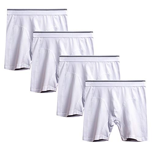 Nuofengkudu Männer Baumwolle Boxershorts Lang Nahtlos Bulge Unterhosen mit Bein Retroshorts Elasthan Gummibund Bequeme Seamless Atmungsaktiv Weich Sports Unterwäsche 4 Pack Weiß 3XL von Nuofengkudu