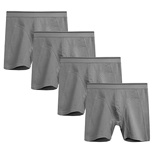 Nuofengkudu Männer Baumwolle übergröße Boxershorts Lang Nahtlos Bulge Unterhosen mit Bein Retroshorts Elasthan Gummibund Bequeme Seamless Atmungsaktiv Weich Unterwäsche 4 Pack Grau 4XL von Nuofengkudu