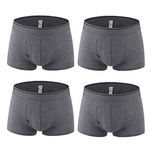Nuofengkudu Männer Unterhosen Baumwolle Weich Boxershorts Bulge Offen Bequeme Elastische Atmungsaktive Unterwäsche Leicht Retroshorts Hipster (4 Pack) Dunkelgrau Übergrößen (EUR 5XL) Etikett 6XL von Nuofengkudu