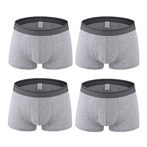 Nuofengkudu Männer Unterhosen Baumwolle Weich Boxershorts Bulge Offen Bequeme Elastische Atmungsaktive Unterwäsche Leicht Retroshorts Hipster (4 Pack) Hellgrau Übergrößen (EUR 5XL) Etikett 6XL von Nuofengkudu