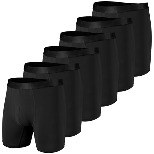 Nuofengkudu Sportunterwäsche Herren Boxershorts Eingriff Offene Unterhose Männer Atmungsaktiv Bequem Stretch Gummibund Basic Weich Polyester Funktions Teenager Jogger Unterwäsche 6 Pack Schwarz XL von Nuofengkudu