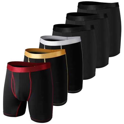 Nuofengkudu Sportunterwäsche Herren Boxershorts Eingriff Offene Unterhose Männer Atmungsaktiv Bequem Stretch Gummibund Polyester Funktions Teenager Jogger Unterwäsche 6 Pack Gemischte Schwarz L von Nuofengkudu