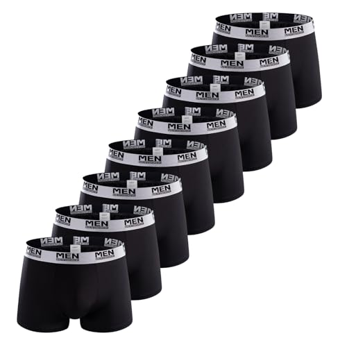 Nuofengkudu Sportunterwäsche Herren Boxershorts Nahtlos Trunks Unterhose Männer Atmungsaktiv Bequem Stretch Gummibund Basic Weich Polyester Teenager Jogger Seamless Unterwäsche 8 Pack Schwarz M von Nuofengkudu