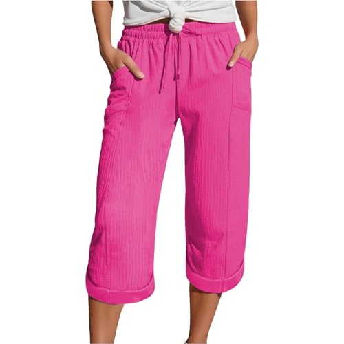 NUOKE Strandkleid Damen, Musselin Kurze Hose Damen 2025 Sommer Leinen Shorts Beach Hosen Sommerhose Leicht Stoffhose Kleid Leinenhose Bluse, heiß rosa S NUOKE Strandkleid Damen, Musselin Kurze Hose Damen 2025 Sommer Leinen Shorts Beach Hosen Sommerhose Leicht Stoffhose Kleid Leinenhose Bluse, heiß rosa S von Nuoke