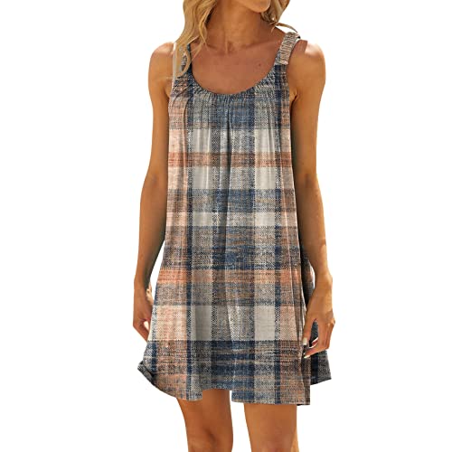 Nuoke Damen Kleider Sommer,Strandkleider Damen Sommer Kurz Sommerkleid Bikini Cover Up Strandkleid Strand Kleider Casual Ärmellos Minikleid von Nuoke