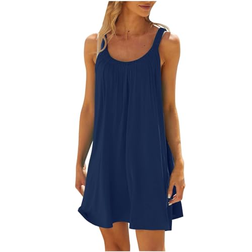 Nuoke Damen Kleider Sommer,Strandkleider Damen Sommer Kurz Sommerkleid Bikini Cover Up Strandkleid Strand Kleider Casual Ärmellos Minikleid von Nuoke