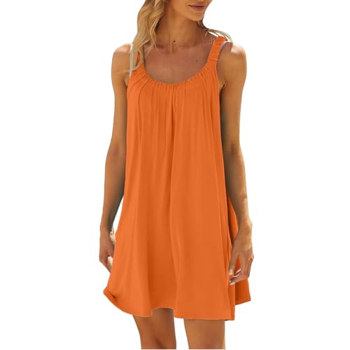 Nuoke Damen Kleider Sommer,Strandkleider Damen Sommer Kurz Sommerkleid Bikini Cover Up Strandkleid Strand Kleider Casual Ärmellos Minikleid von Nuoke