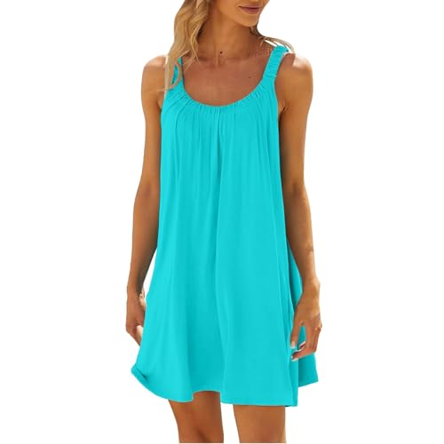 Nuoke Damen Kleider Sommer,Strandkleider Damen Sommer Kurz Sommerkleid Bikini Cover Up Strandkleid Strand Kleider Casual Ärmellos Minikleid von Nuoke
