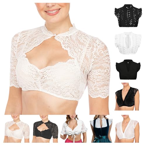 Nuoke Dirndl Bluse Damen, Dirndl Bluse Damen Flügelärmel Trachtenbluse Dirndlbluse Schwarze Stehkragen Trachten Oberteil Für Oktoberfest Kurzarm Dirndlblusen, Weiß S Nuoke Dirndl Bluse Damen, Dirndl Bluse Damen Flügelärmel Trachtenbluse Dirndlbluse Schwarze Stehkragen Trachten Oberteil Für Oktoberfest Kurzarm Dirndlblusen, Weiß S von Nuoke