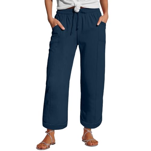 Nuoke Kurze Hose Damen Musselin Hose Damen 2025 Sommerhose Leicht Sommer Leinen Beach Hosen Mit Taschen Stoffhose Kleid Stretch Gerades Bein Kordelzug Leinenhose Bluse Shorts Kurze Capri Marine XL Nuoke Kurze Hose Damen Musselin Hose Damen 2025 Sommerhose Leicht Sommer Leinen Beach Hosen Mit Taschen Stoffhose Kleid Stretch Gerades Bein Kordelzug Leinenhose Bluse Shorts Kurze Capri Marine XL von Nuoke