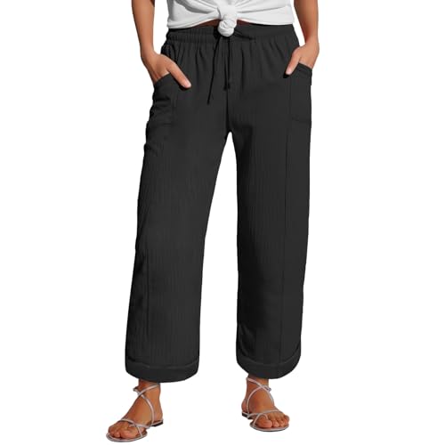 Nuoke Musselin Hose Damen Musselin Hose Damen 2025 Sommerhose Leicht Sommer Leinen Beach Hosen Mit Taschen Stoffhose Kleid Stretch Gerades Bein Kordelzug Leinenhose Bluse Shorts Kurze Capri Schwarz S Nuoke Musselin Hose Damen Musselin Hose Damen 2025 Sommerhose Leicht Sommer Leinen Beach Hosen Mit Taschen Stoffhose Kleid Stretch Gerades Bein Kordelzug Leinenhose Bluse Shorts Kurze Capri Schwarz S von Nuoke