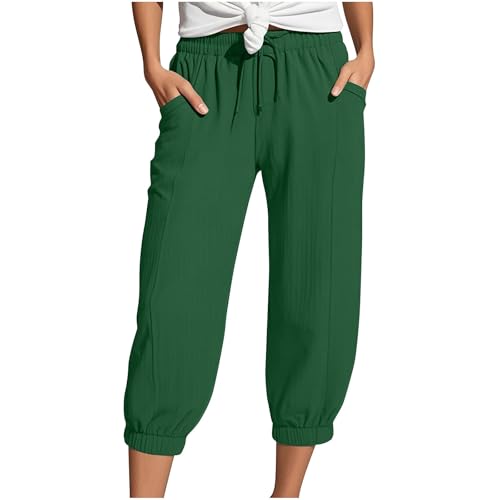 Nuoke Sommerhose Damen, Musselin Hose Sommerhose Damen Leicht Sommer Leinen Shorts 2025 Beach Kurze Hosen Mit Taschen Stoffhose Kleid Stretch Gerades Bein Kordelzug Leinenhose Bluse, dunkelgrün XXL Nuoke Sommerhose Damen, Musselin Hose Sommerhose Damen Leicht Sommer Leinen Shorts 2025 Beach Kurze Hosen Mit Taschen Stoffhose Kleid Stretch Gerades Bein Kordelzug Leinenhose Bluse, dunkelgrün XXL von Nuoke