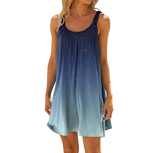 Nuoke Strandkleid,Strandkleider Damen Sommer Kurz Sommerkleid Bikini Cover Up Strandkleid Strand Kleider Casual Ärmellos Minikleid von Nuoke