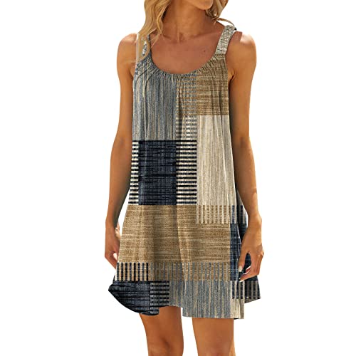 Nuoke Strandkleid,Strandkleider Damen Sommer Kurz Sommerkleid Bikini Cover Up Strandkleid Strand Kleider Casual Ärmellos Minikleid von Nuoke