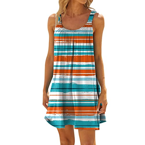 Nuoke Strandkleid,Strandkleider Damen Sommer Kurz Sommerkleid Bikini Cover Up Strandkleid Strand Kleider Casual Ärmellos Minikleid von Nuoke