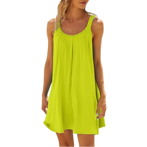 Nuoke Strandkleid,Strandkleider Damen Sommer Kurz Sommerkleid Bikini Cover Up Strandkleid Strand Kleider Casual Ärmellos Minikleid von Nuoke
