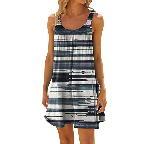 Nuoke Strandkleid Damen,Strandkleider Damen Sommer Kurz Sommerkleid Bikini Cover Up Strandkleid Strand Kleider Casual Ärmellos Minikleid von Nuoke
