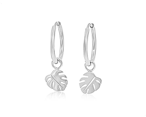 Nuoli® Monstera Blatt Kreolen Damen Silber (Durchmesser: 12mm) Ohrstecker Creolen Mädchen Silber Nuoli® Monstera Blatt Kreolen Damen Silber (Durchmesser: 12mm) Ohrstecker Creolen Mädchen Silber von Nuoli