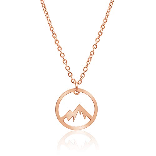 Nuoli® Berg Kette Rosegold (45-50 cm verstellbar) Kette Damen mit Berg Anhänger für Frauen & Mädchen, aus poliertem Edelstahl von Nuoli