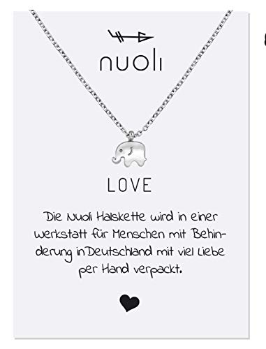 Nuoli® Elefanten Kette Silber (45 cm) Glücksbringer Halskette für Frauen von Nuoli