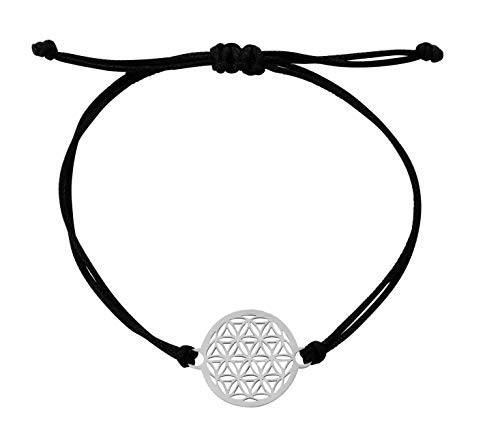 Nuoli® Blume des Lebens Armband Damen Silber (14-20 cm verstellbar) Lebensblume Armbändchen für Frauen & Mädchen von Nuoli