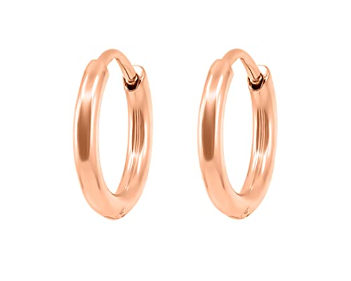 Nuoli® Mini Kreolen Damen Rosegold (Durchmesser: 12mm) Ohrstecker Creolen für Frauen und Mädchen von Nuoli