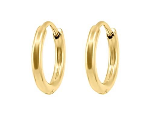 Nuoli® Ohrringe Mini Gold (Durchmesser: 12mm) Creolen ohne Anhänger Damen von Nuoli