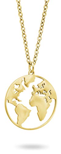 Nuoli® Weltkugel Kette Gold (45 cm) Weltkarte Halskette für Damen und Herren von Nuoli