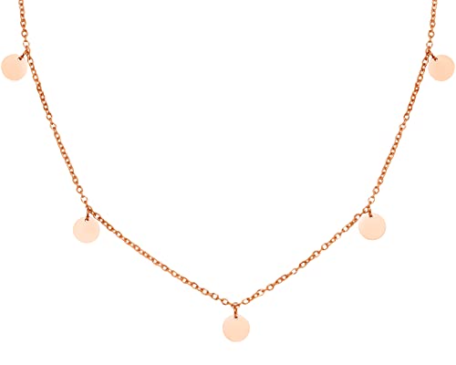 Nuoli® Kette mit Plättchen (40 + 5cm verstellbar) Coin Kette Rosegold für Damen mit kleinen Plättchen, aus Edelstahl mit Geschenkverpackung von Nuoli