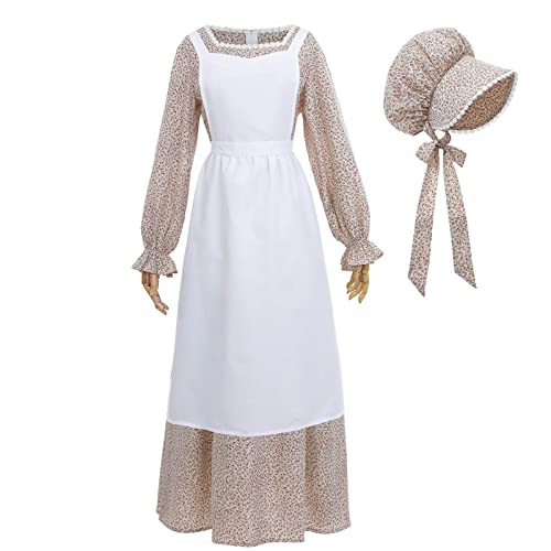 Nuoqi Damen Prairie Kleid American Colonial Pioneer Kleid Erwachsene Historisches 1800er Jahre Amish Kleid Braun XXL von Nuoqi
