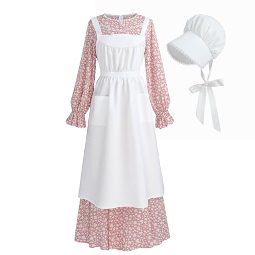Nuoqi Frauen Prärie Kleid American Colonial Pionier Kleid Erwachsene Historische 1800er Jahre Amish Kleid, 128 Rosa, XX-Large von Nuoqi