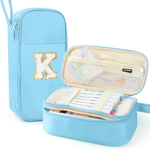Nuozme Großes Federmäppchen, großes Fassungsvermögen, personalisiertes Federmäppchen mit glattem Reißverschluss, mehrere Taschen, niedliches ästhetisches Schreibwaren-Federmäppchen für Teenager von Nuozme